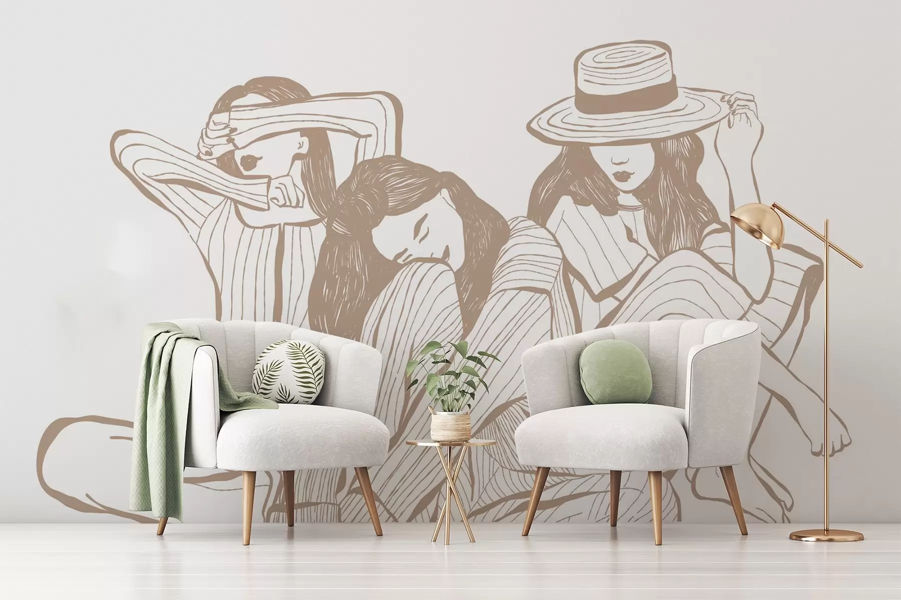 wall murals Girls shades of beige w04384v2