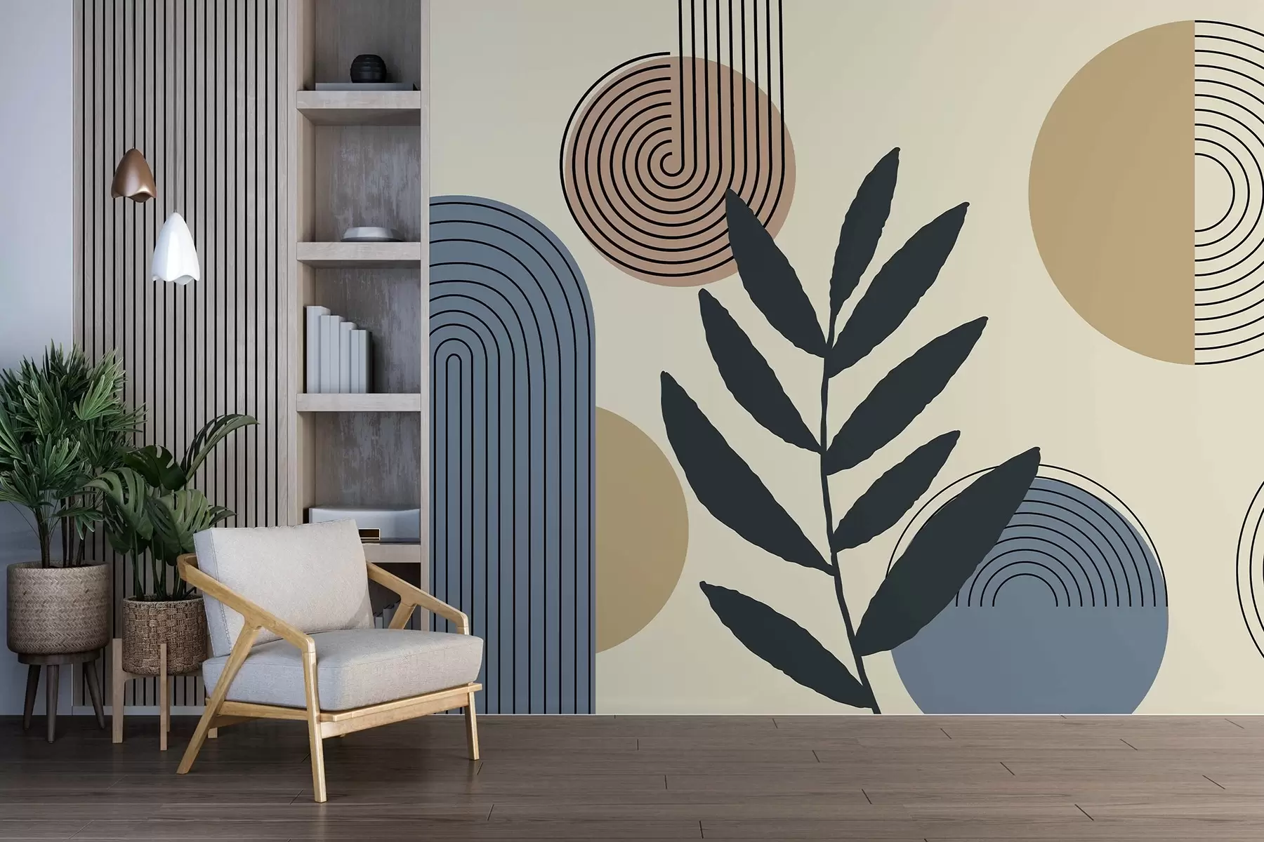 murais de parede Folhas geométricas w04385v2