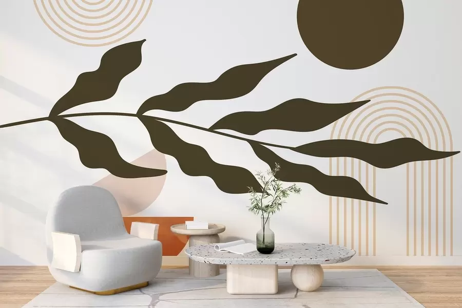 murales Abstracción, hojas, arcos lineales w04386