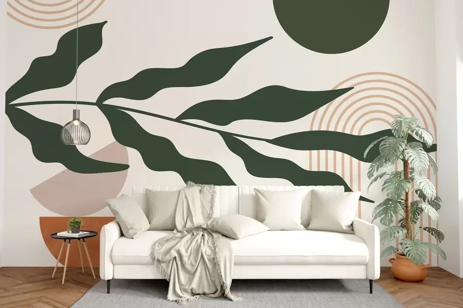 murais de parede Abstração, folhas, arcos lineares w04386v1