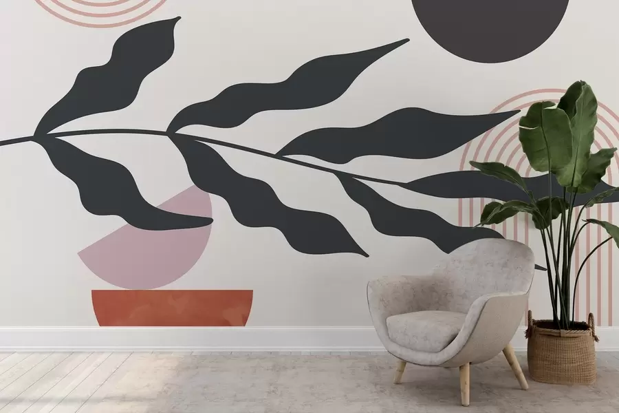 wall murals Abstraction, leaves, linear arches w04386v2