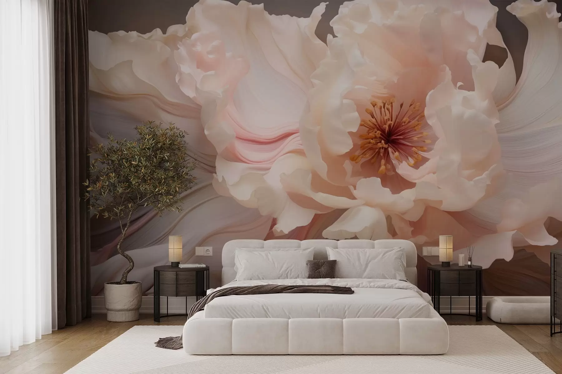 murales Flor abstracta en suaves tonos pastel w04346