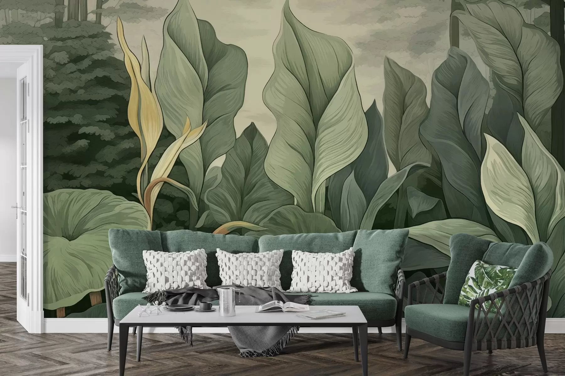 peintures murales Illustration d'une plante tropicale de style botanique w04347