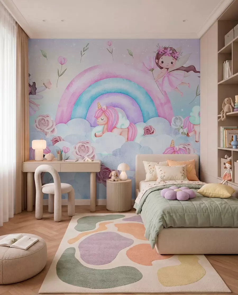 wall murals Fairies by the Rainbow w04371