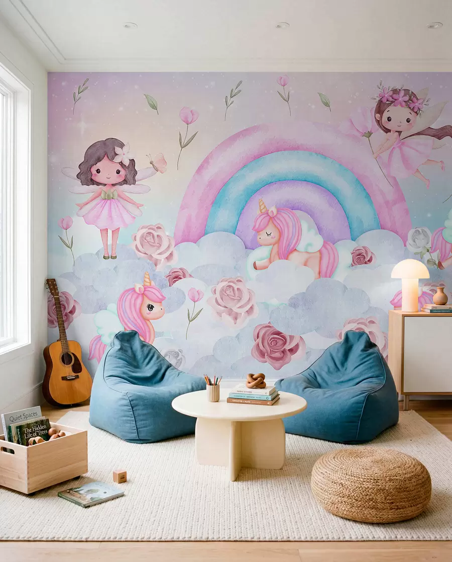 wall murals Fairies by the Rainbow w04371