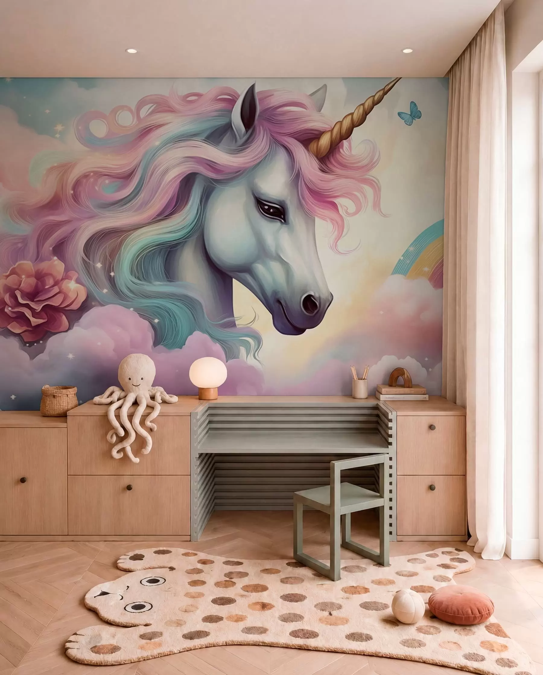 Wall Mural Photo Wallpaper Unicorn with a Rainbow Mane w04372