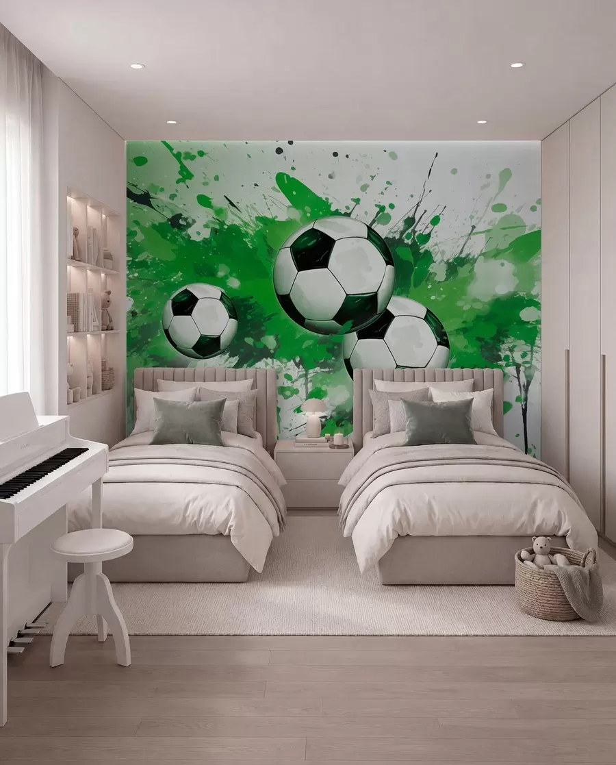 wall murals Soccer balls w04373v1