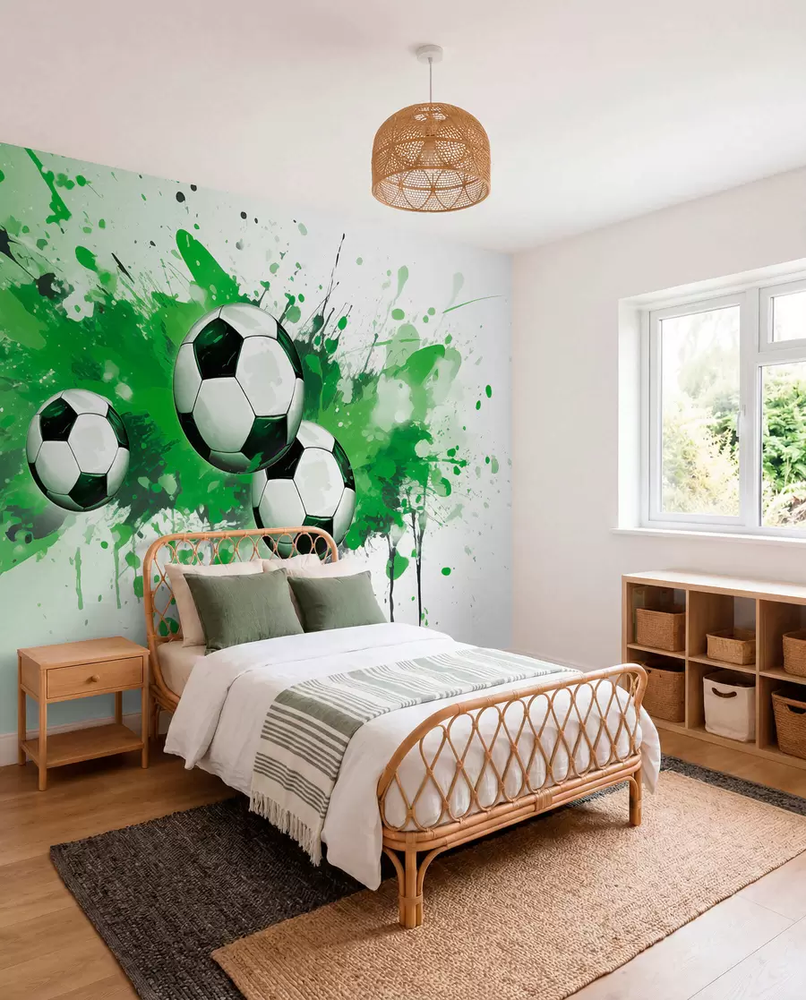 wall murals Football in Green Splashes w04373v1