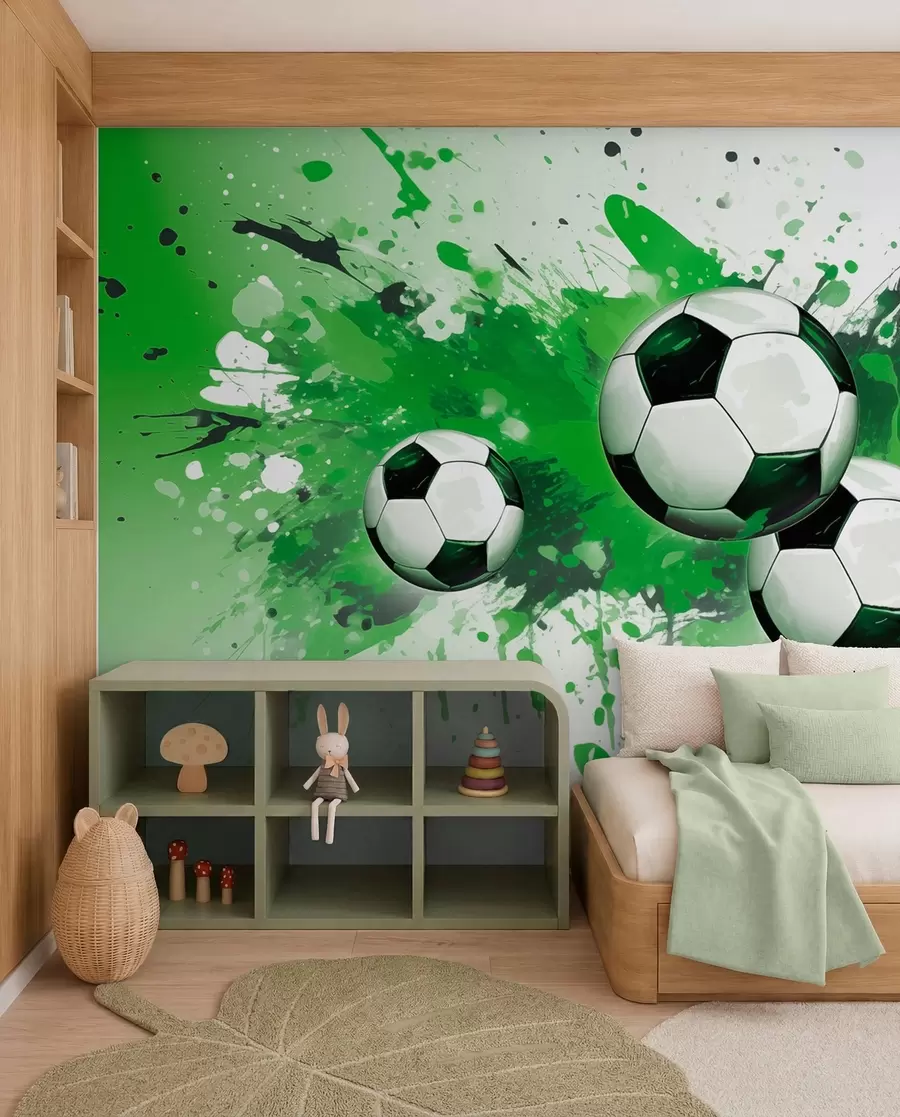wall murals Soccer balls w04373v1