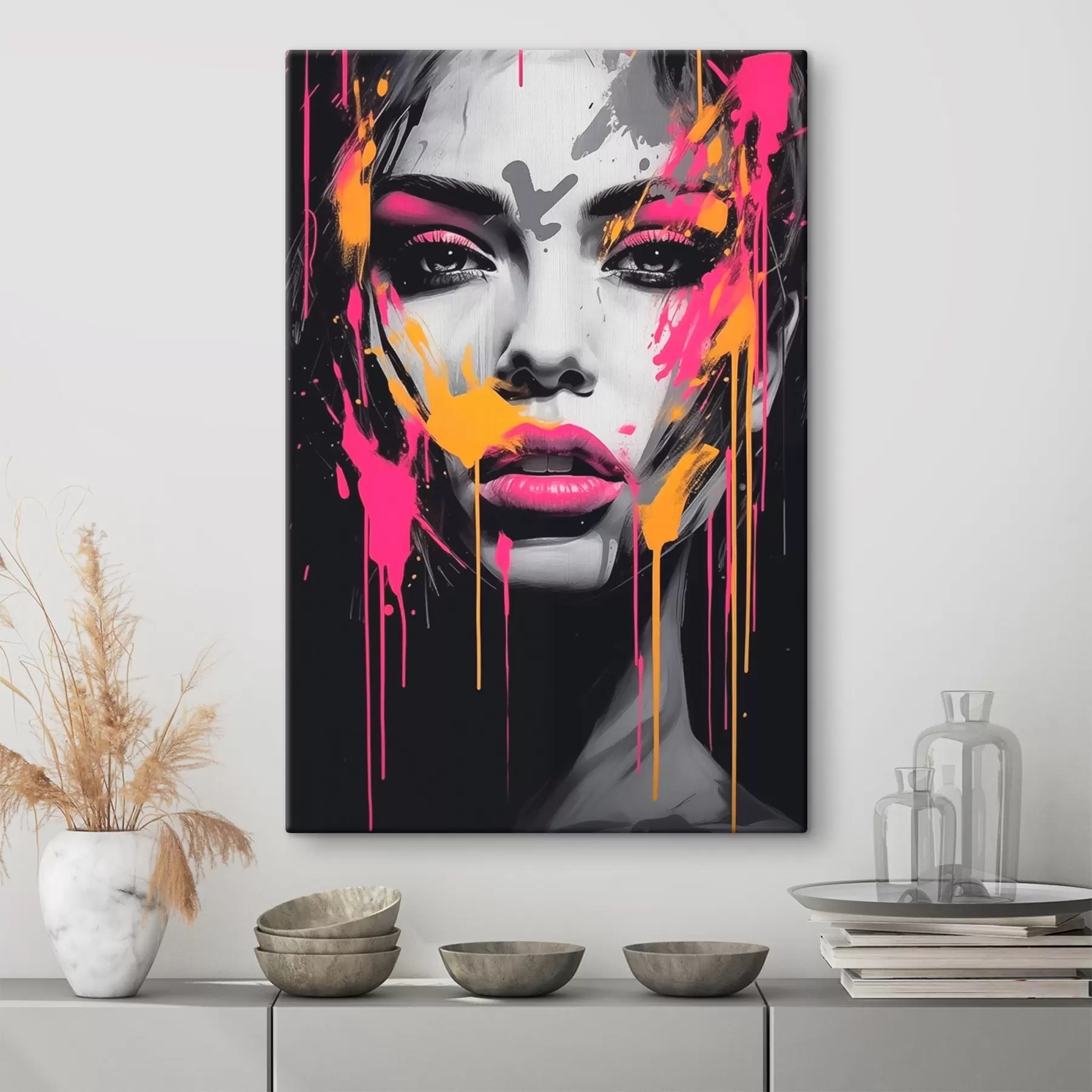 wall murals Female portrait with paints s45318