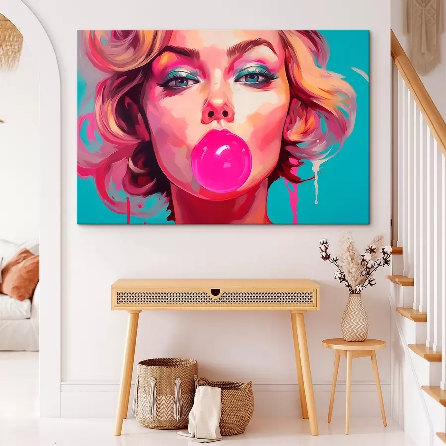 murales Chica con chicle rosa s45321