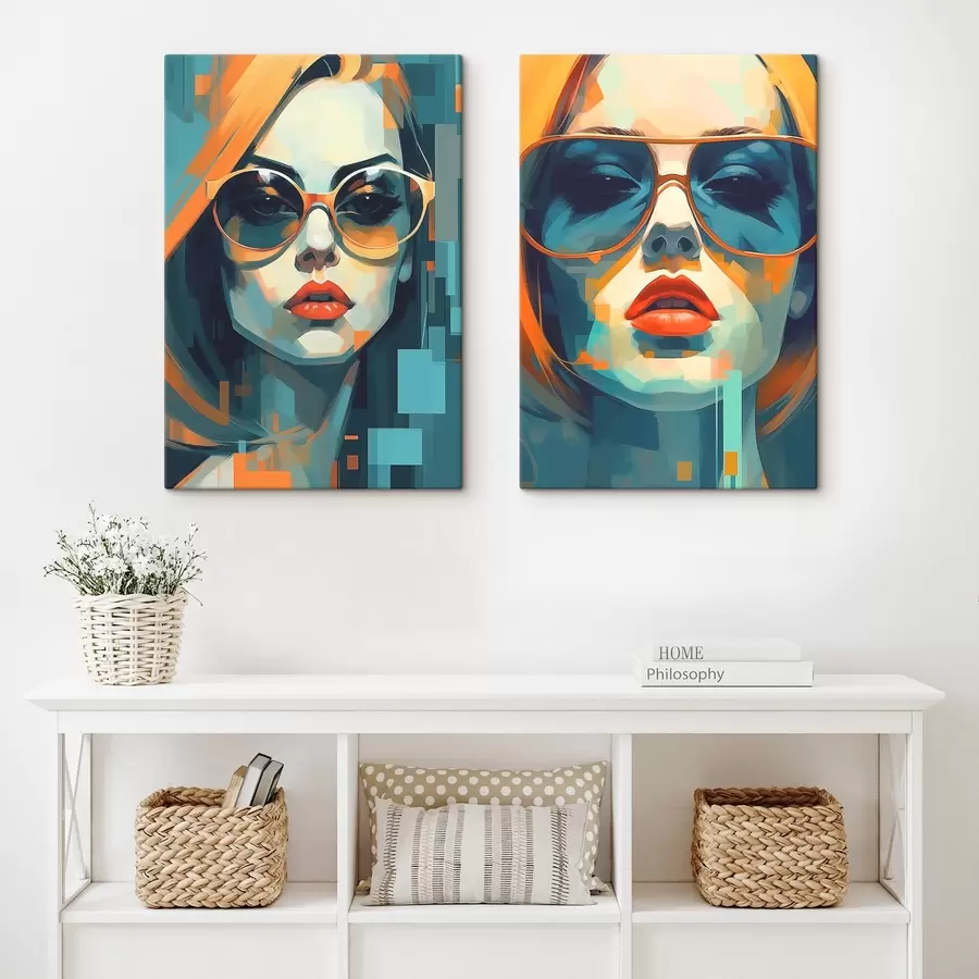 wall murals Female portraits wearing glasses in the style of digital abstraction m00587