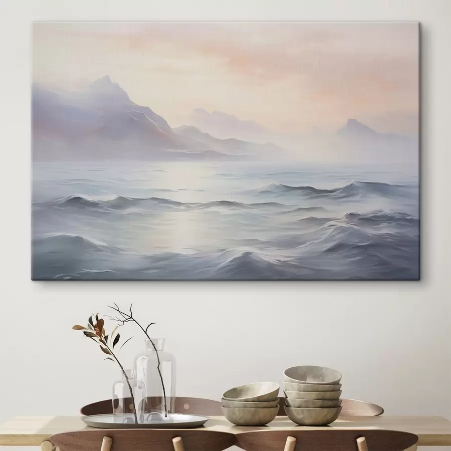 wall murals Lake near the mountains imitation of painting s45344