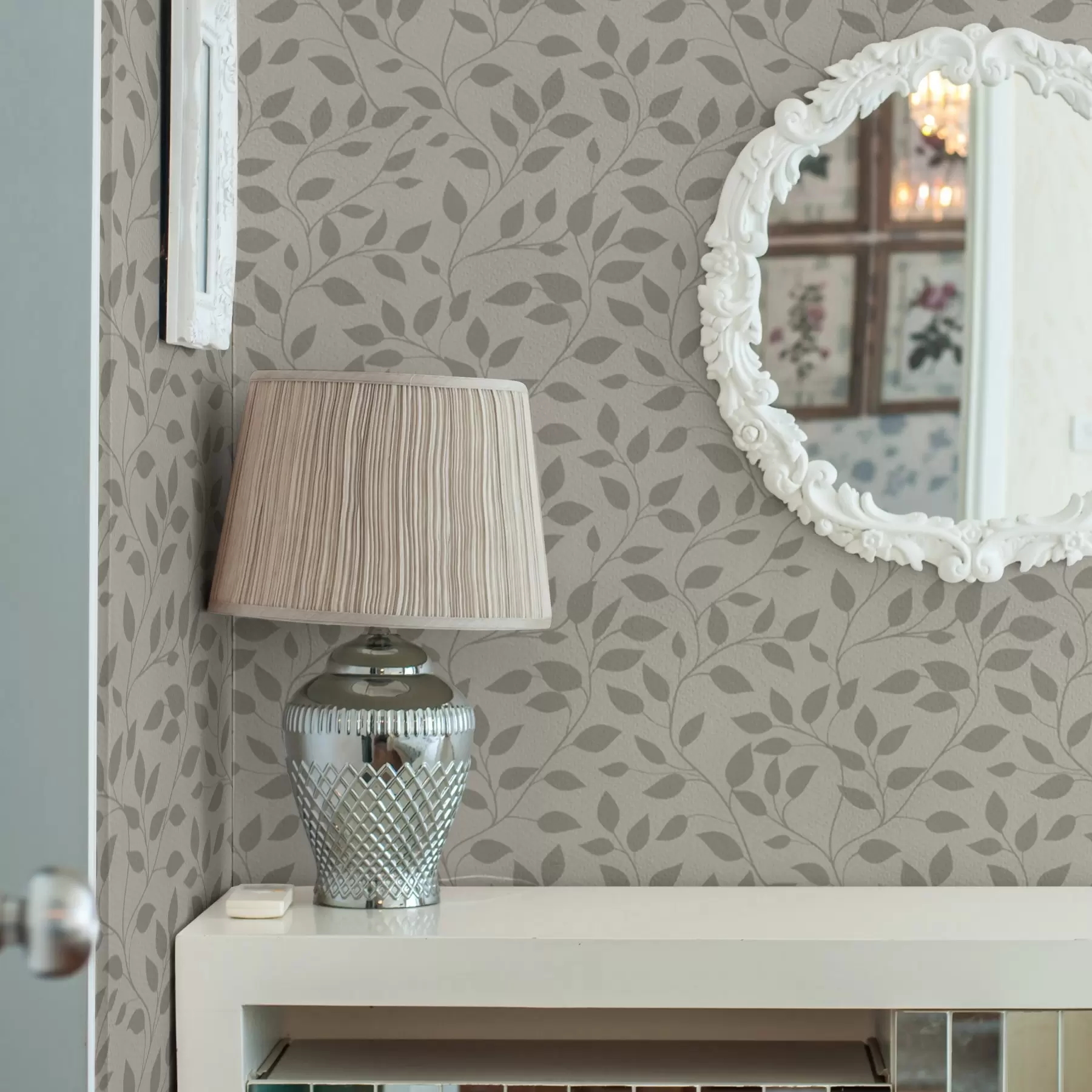 wall murals Monochrome vines on a fine textured canvas a00386