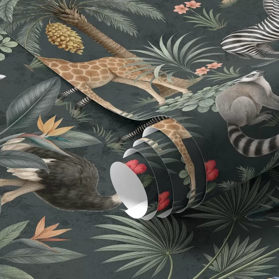 peintures murales Animaux tropicaux réalistes parmi les plantes a00427
