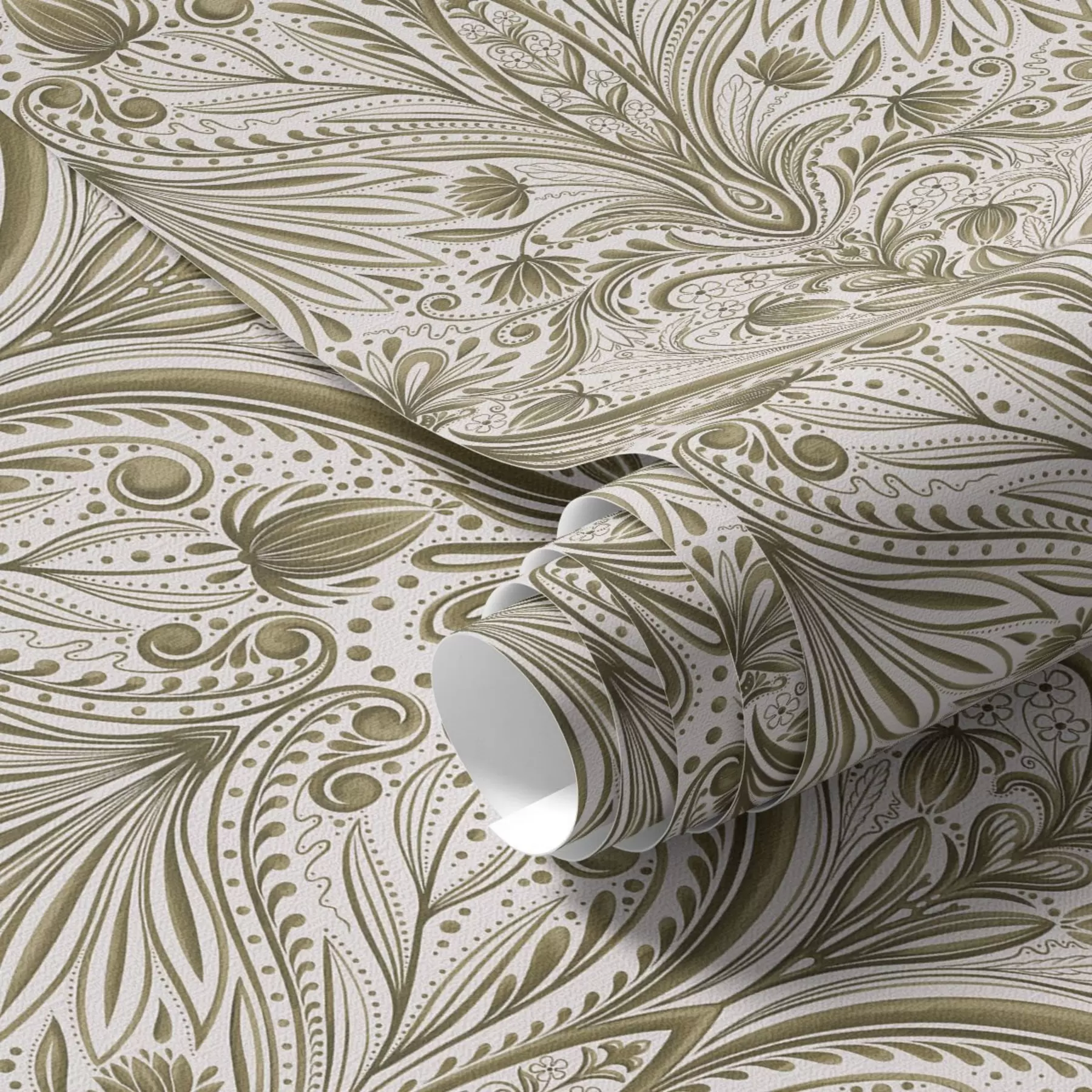 wall murals Symmetrical baroque pattern with floral motifs a00436