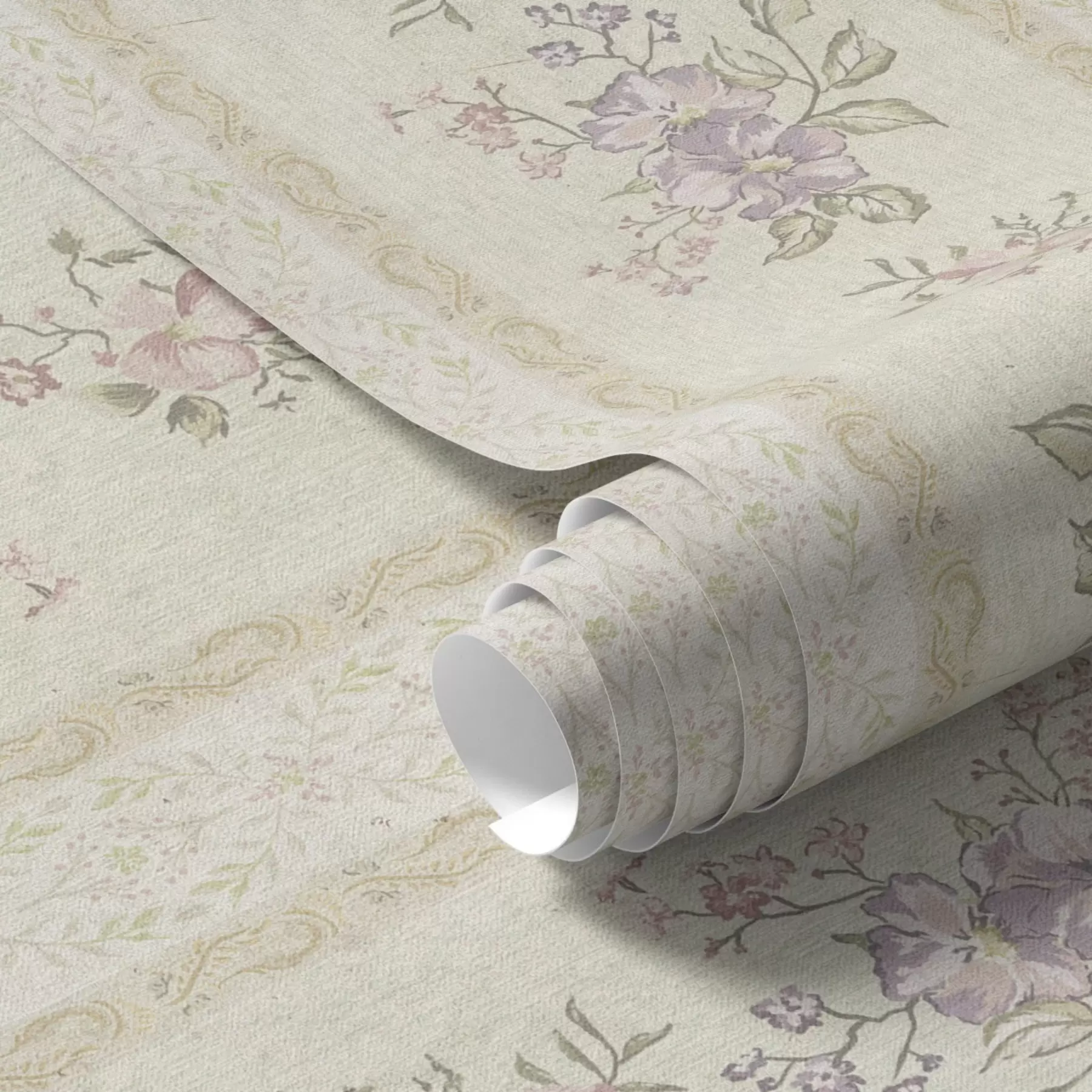 Wall Mural Photo Wallpaper Vintage flowers on a striped background with ornament a00440