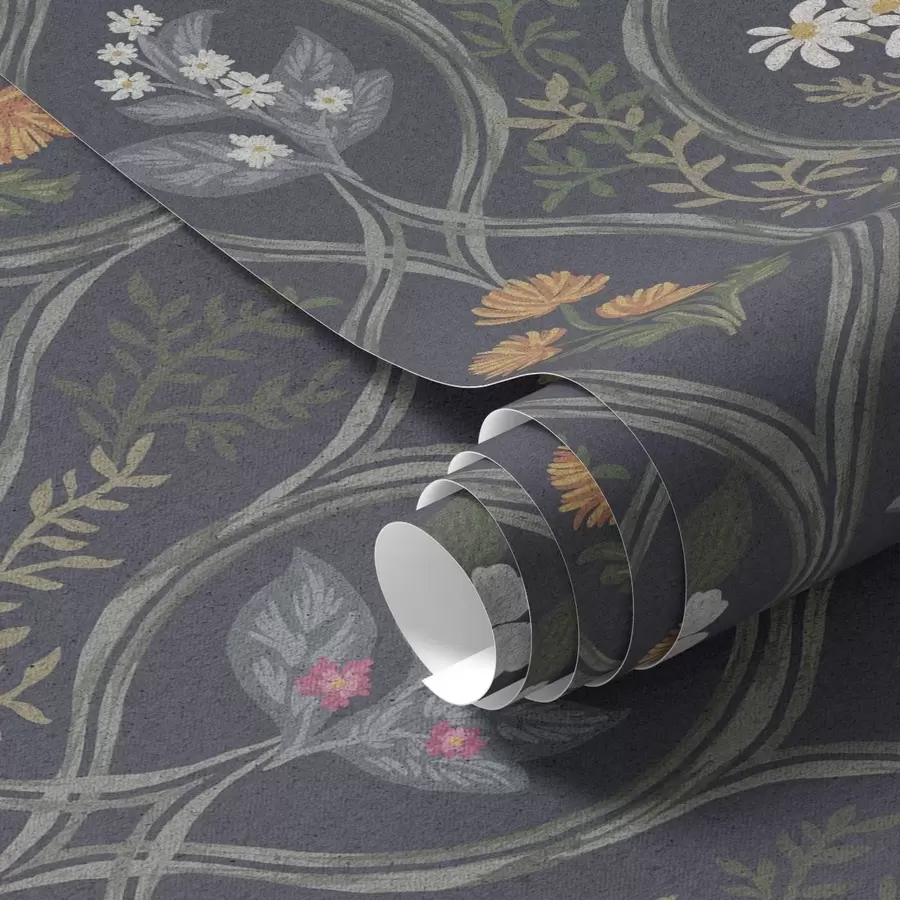 murales Marco vintage oscuro con coloridas flores de jardín a00454