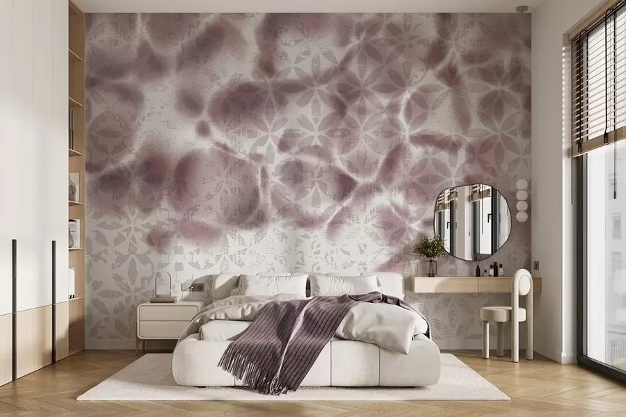 Wall Mural Photo Wallpaper Abstract textured art with bordo floral print, faded and blurred effect, creating a soft and dreamy atmosphere w09322v1