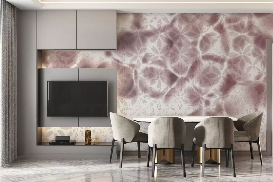 Wall Mural Photo Wallpaper Abstract textured art with bordo floral print, faded and blurred effect, creating a soft and dreamy atmosphere w09322v1