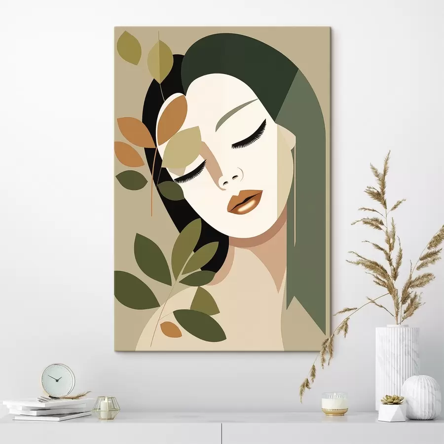 wall murals Girl with Leaves s45388