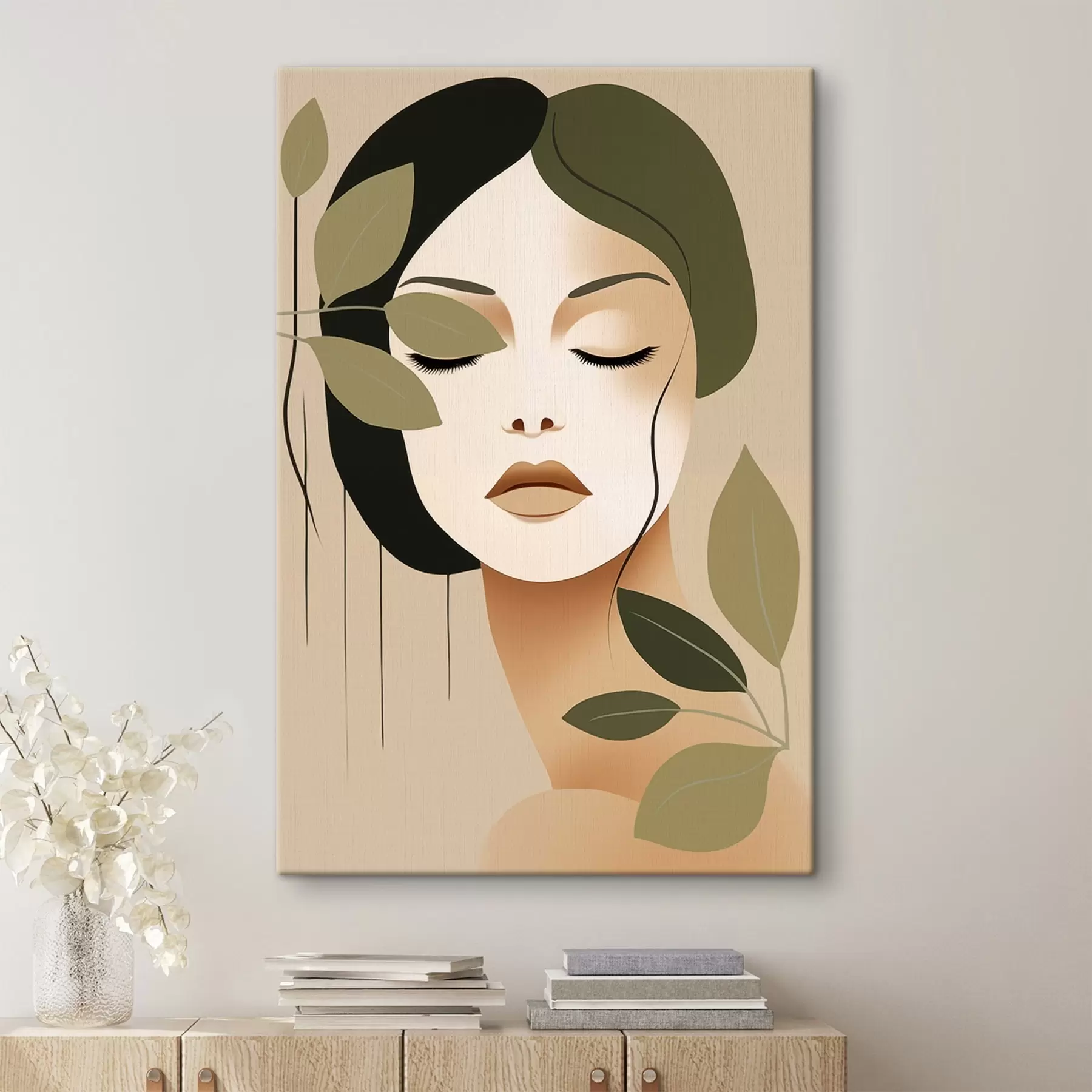 wall murals Girl with Leaves s45390