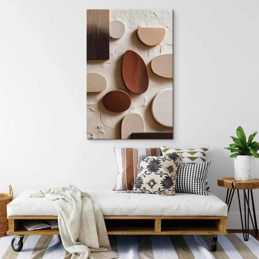 wall murals Abstract Composition with Three-Dimensional Geometric Shapes on a Relief Background s45409