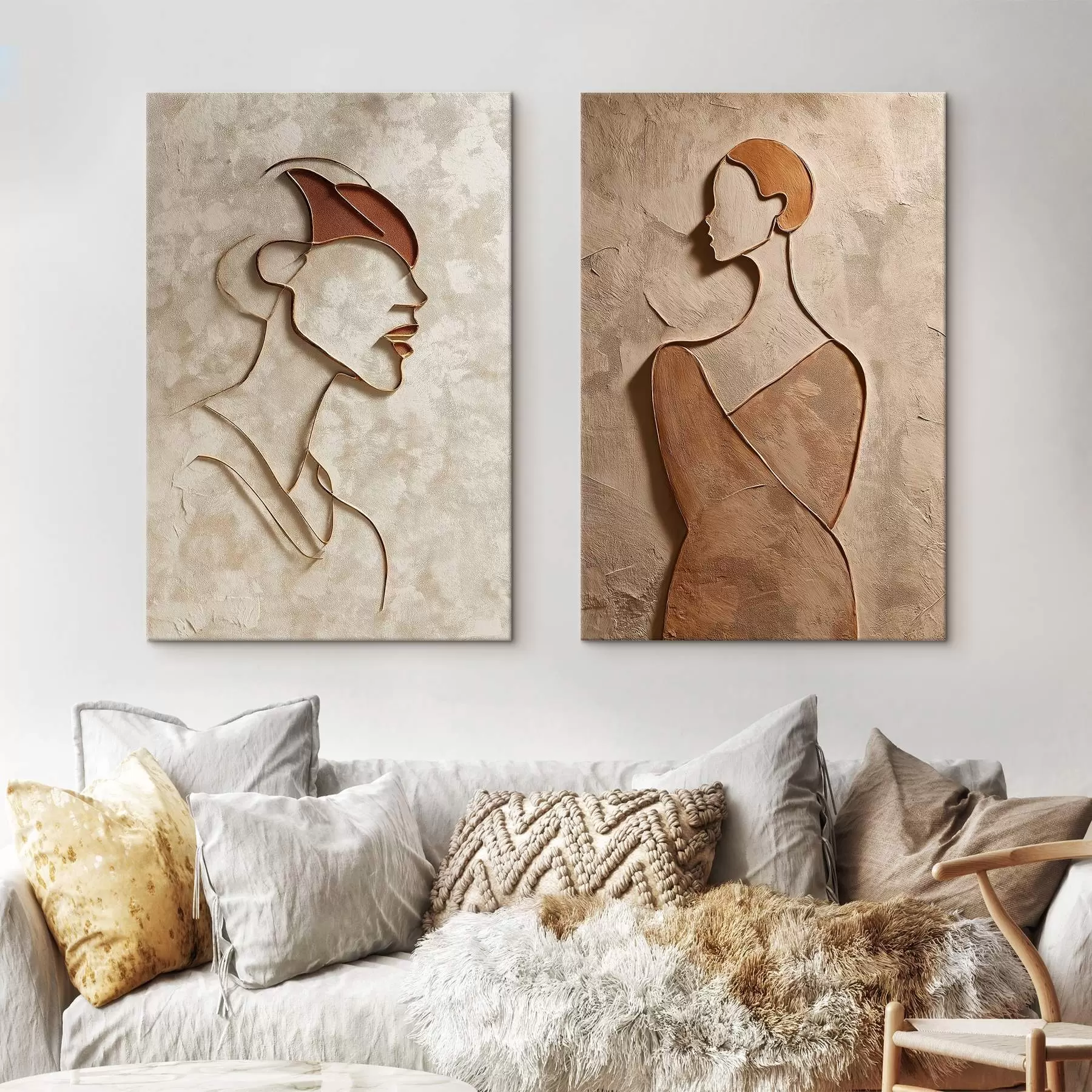 murales Siluetas en relieve de personas en estilo minimalista m00596