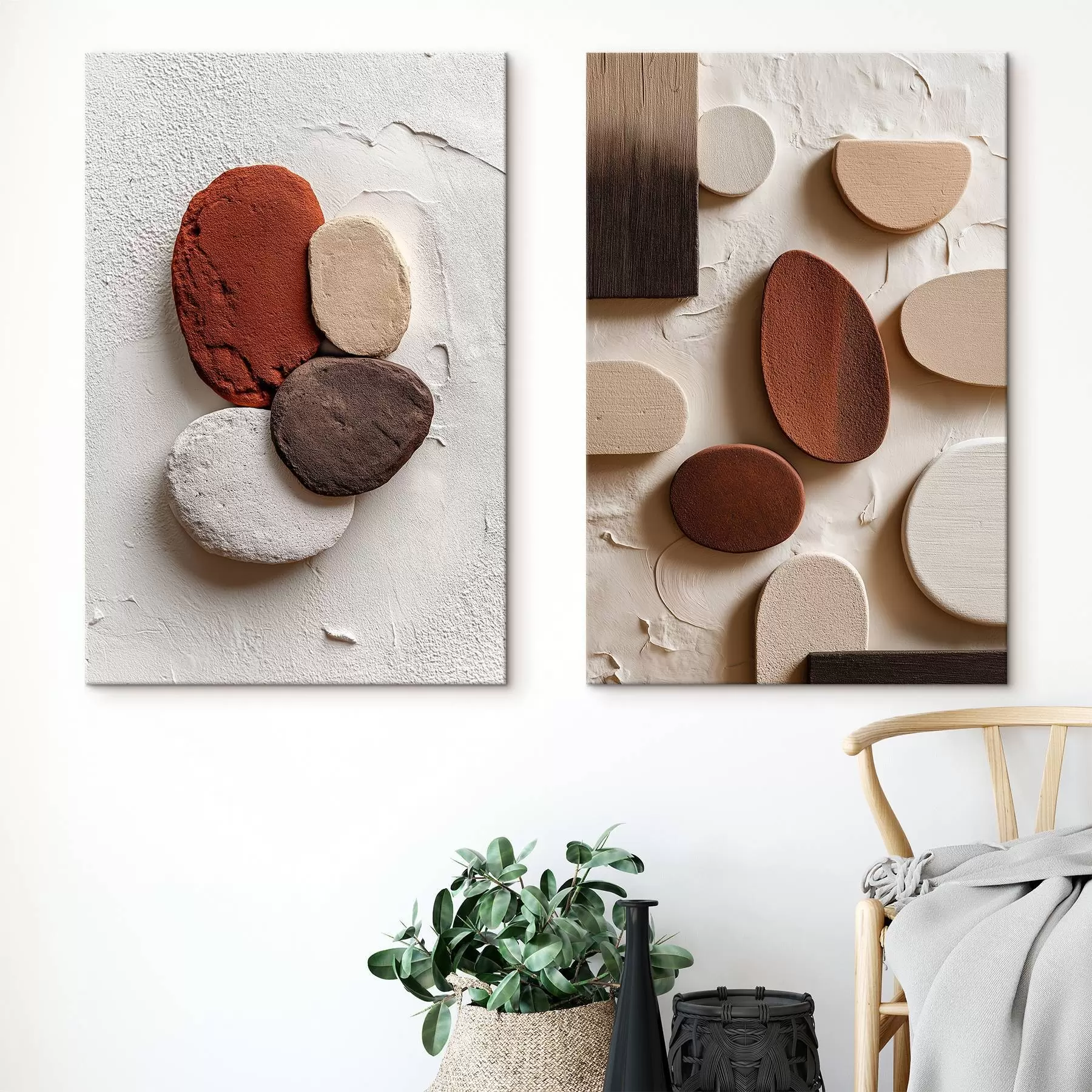 wall murals Abstract compositions with volumetric geometric shapes on a textured background m00597