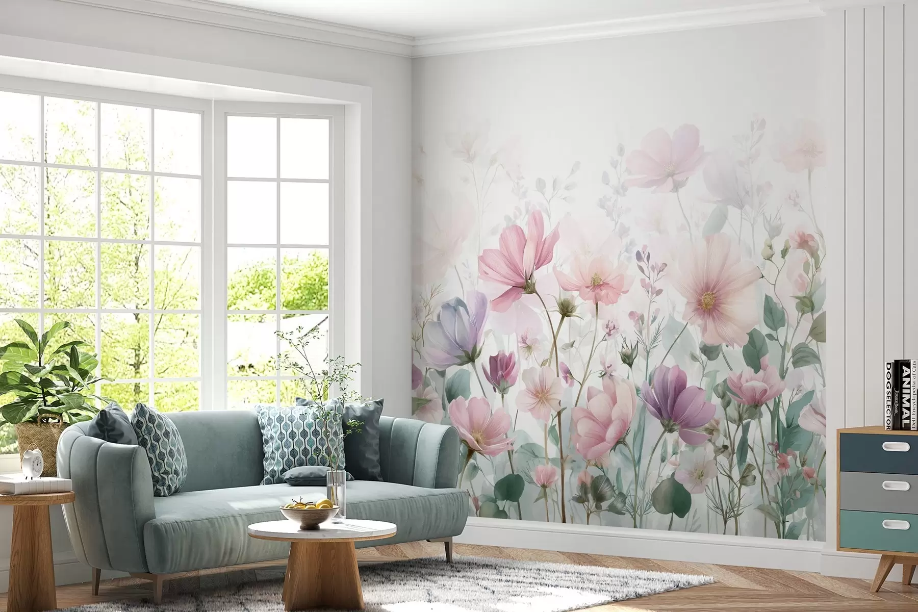 murales delicadas flores silvestres w04171