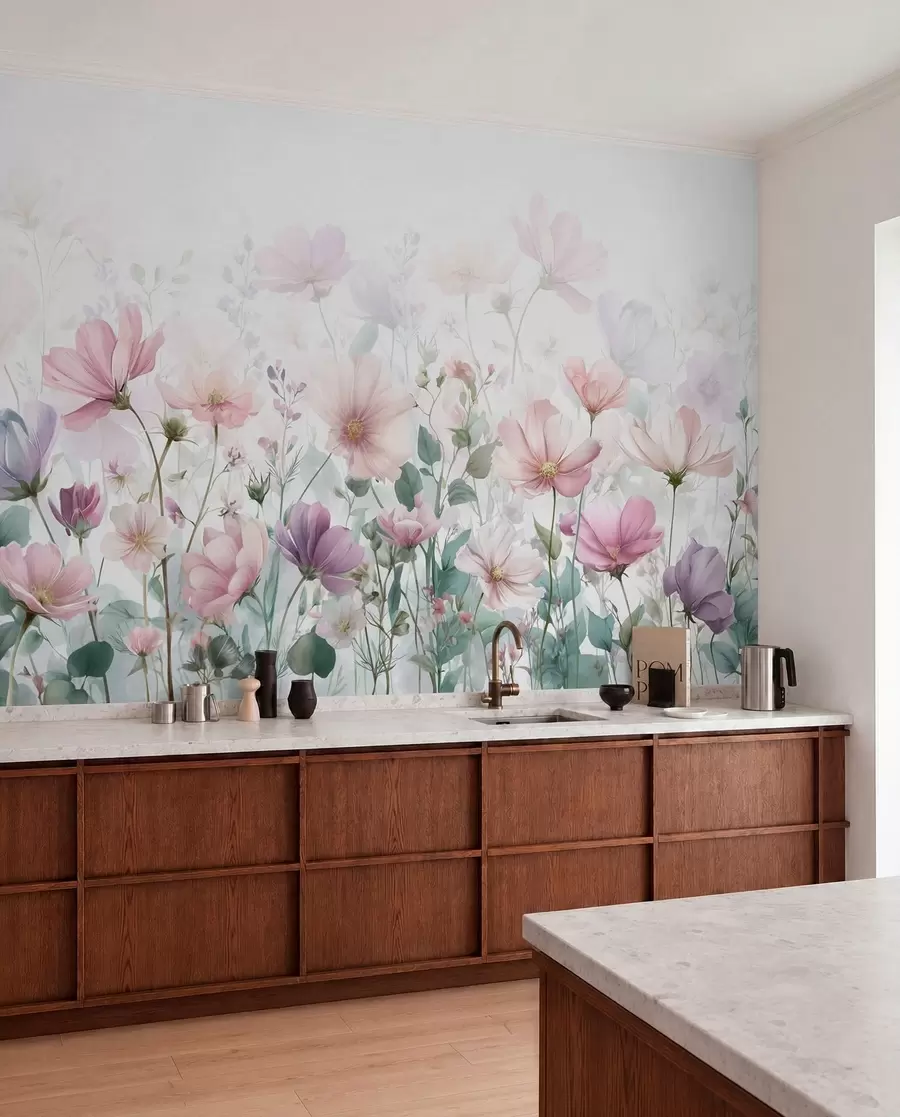 wall murals delicate wildflowers w04171