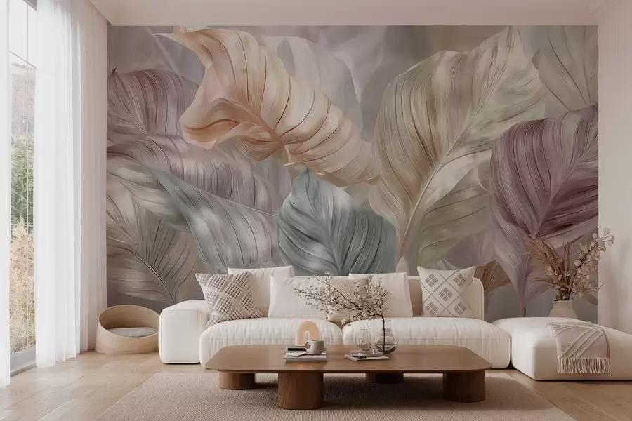 Wall Mural Photo Wallpaper large pearl-style leaves w04308