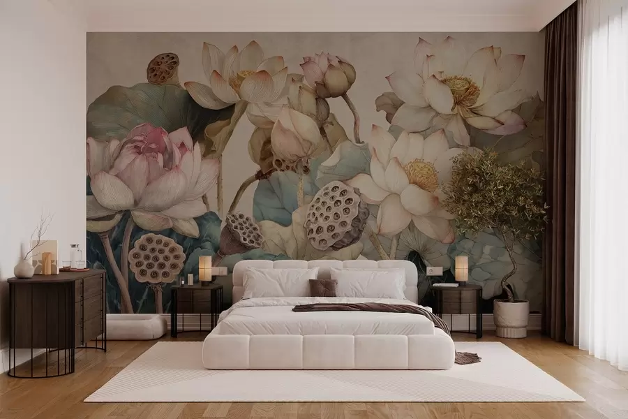 murales nenúfares de gran textura w04309