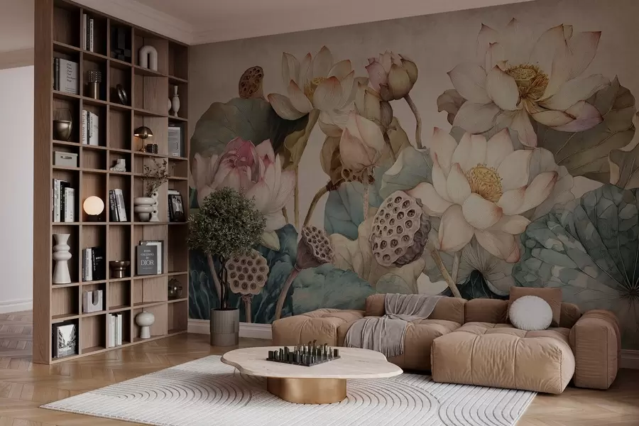 Wall Mural Photo Wallpaper large textured water lilies w04309