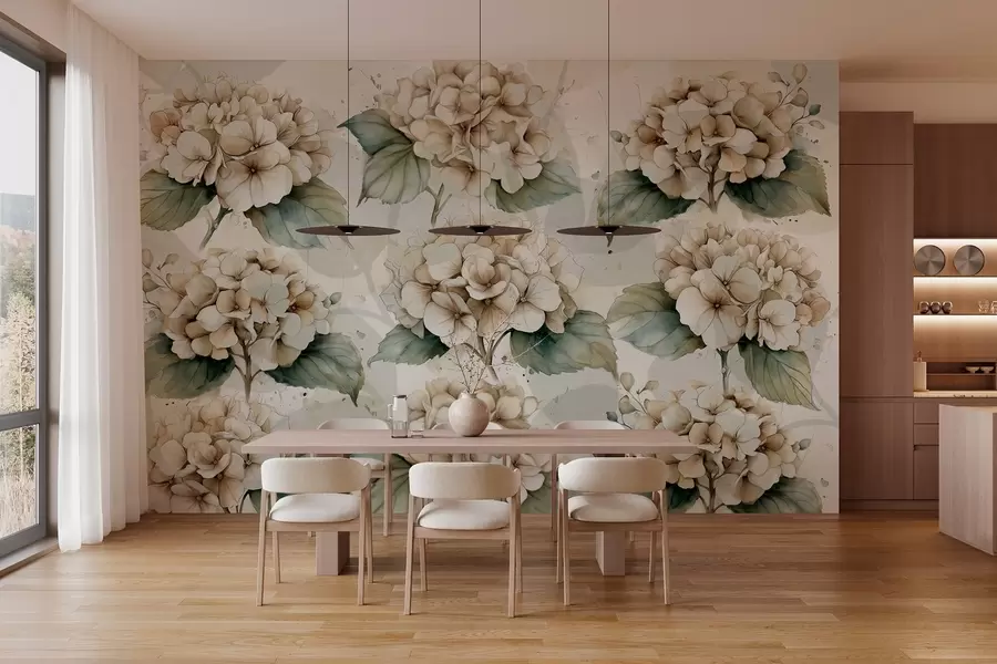 wall murals large hydrangeas in watercolor style w04312