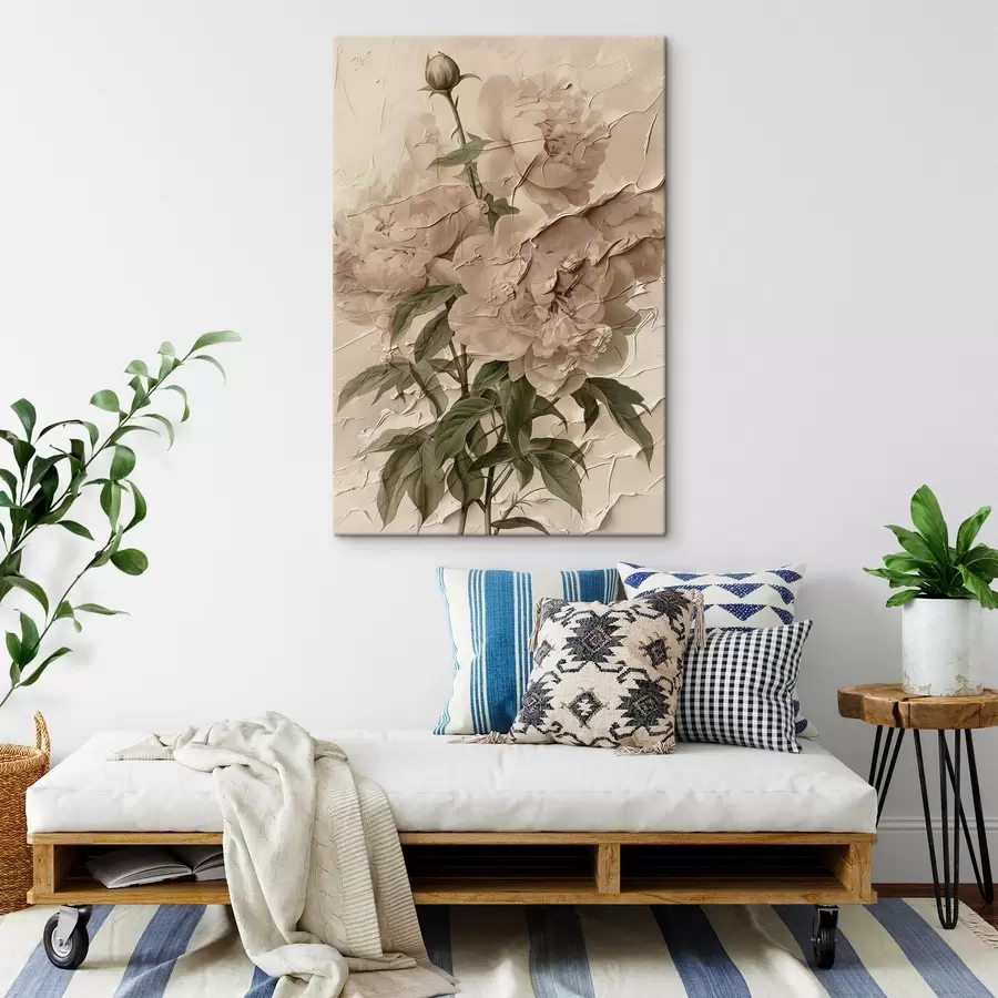 murales Exuberante ramo de peonías sobre fondo claro s45337