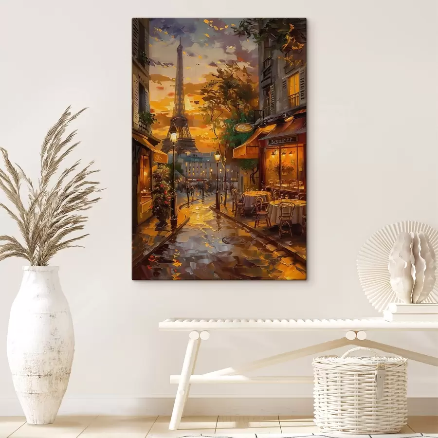 wall murals Street in Paris, oil painting effect s45340