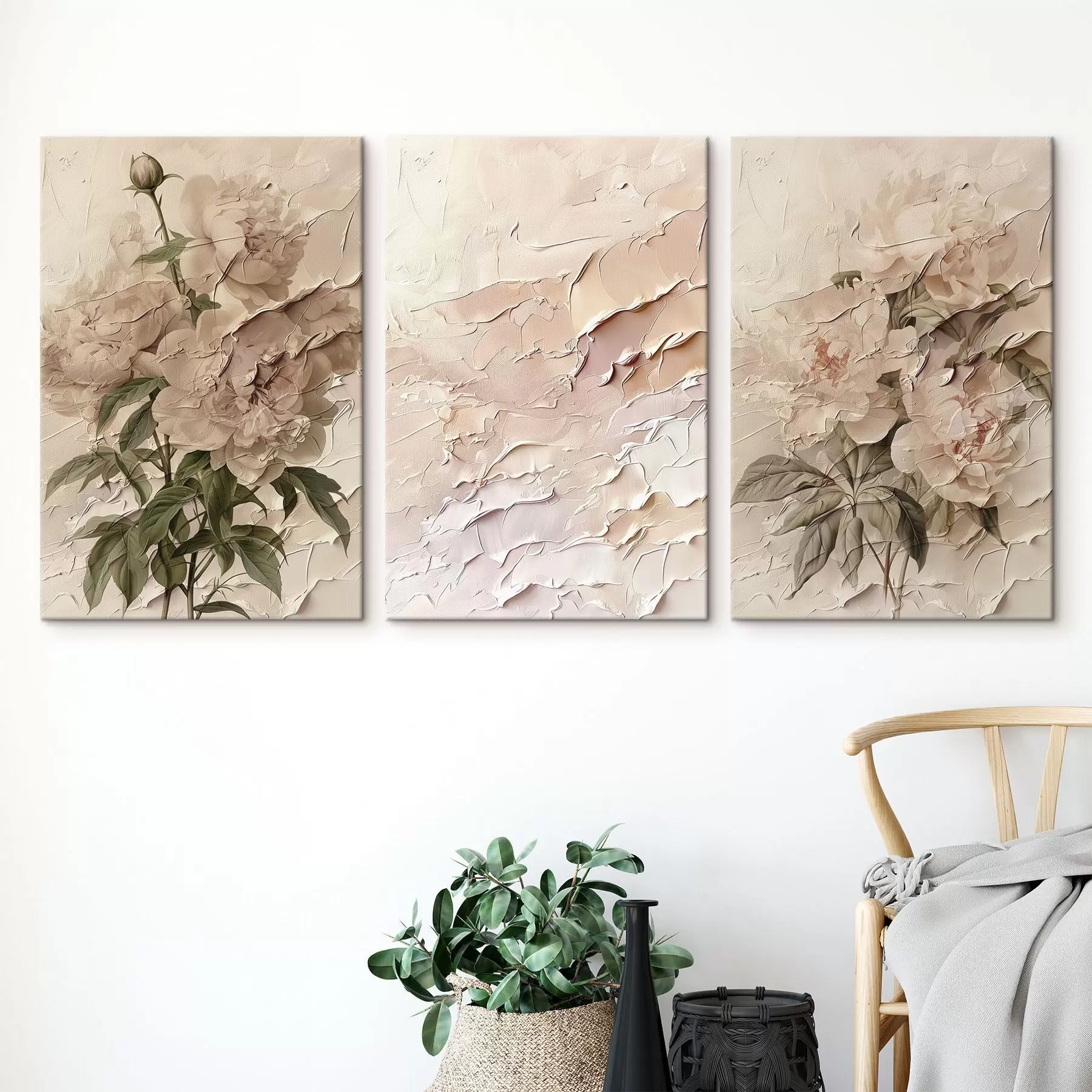 wall murals Bouquet of peonies and paint stroke effect m00616