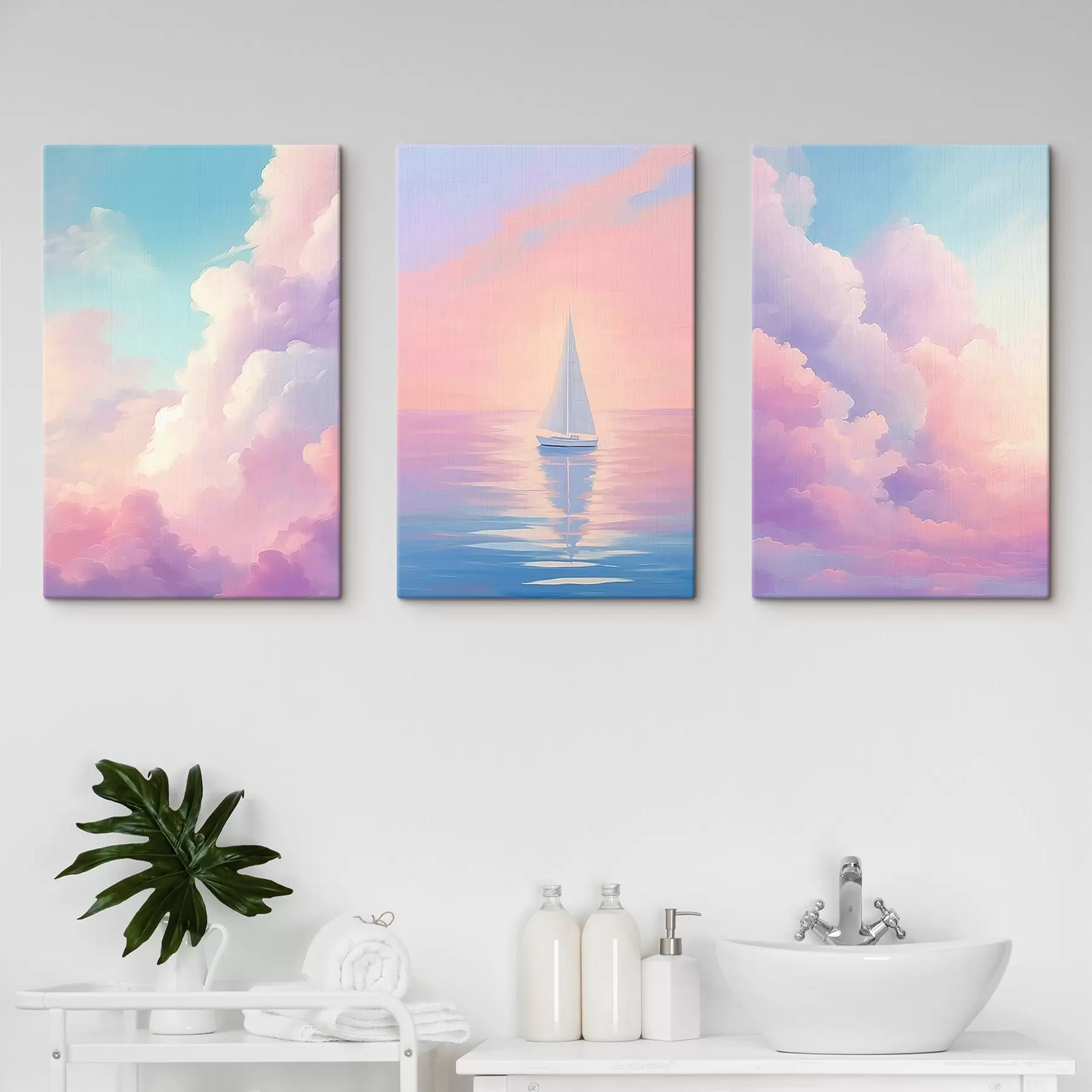 wall murals Sailboat at sea against a backdrop of clouds m00619