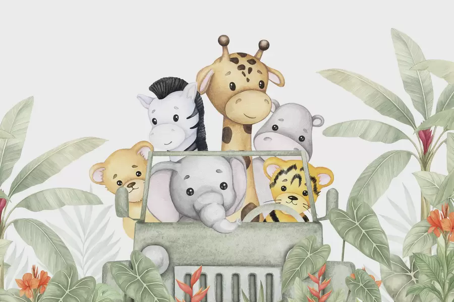 peintures murales Animaux mignons sous les tropiques w04413