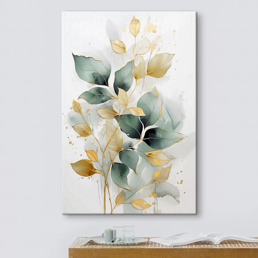 wall murals Abstract branch with leaves s45366