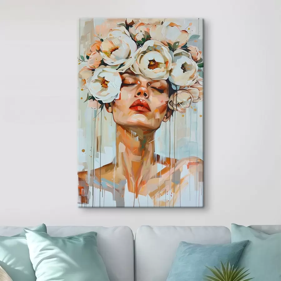 wall murals Portrait of a woman with flowers s45370