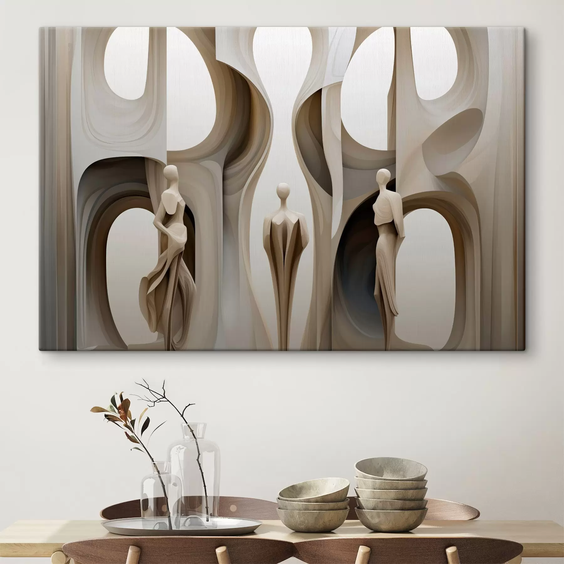 wall murals Abstraction with silhouettes s45371