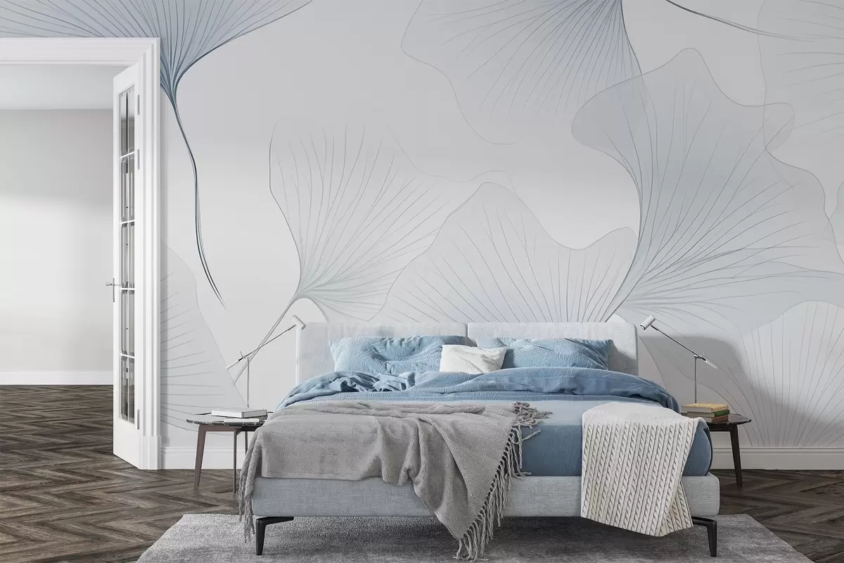 peintures murales Feuilles de ginkgo transparentes w04433