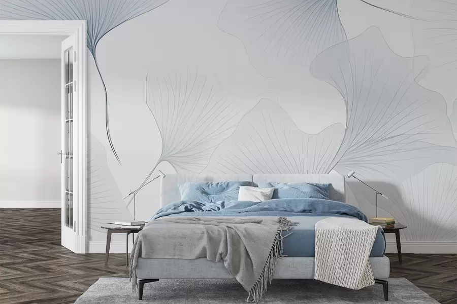 peintures murales Feuilles de ginkgo transparentes w04433