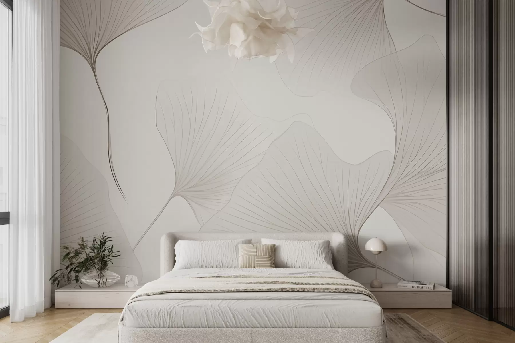 wall murals Transparent ginkgo leaves w04433v1