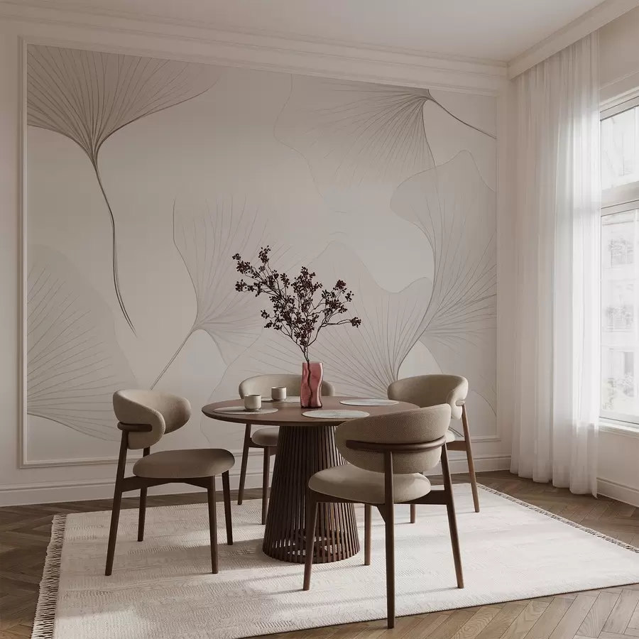 murales Hojas de ginkgo transparentes w04433v1