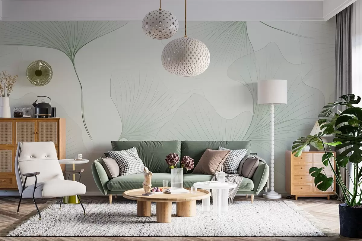 murales Hojas de ginkgo transparentes w04433v2