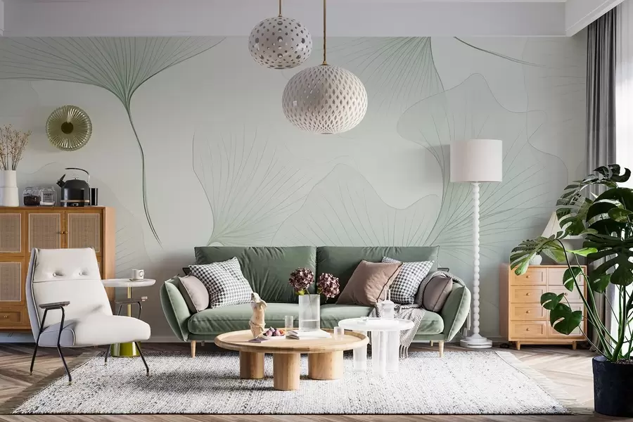 peintures murales Feuilles de ginkgo transparentes w04433v2