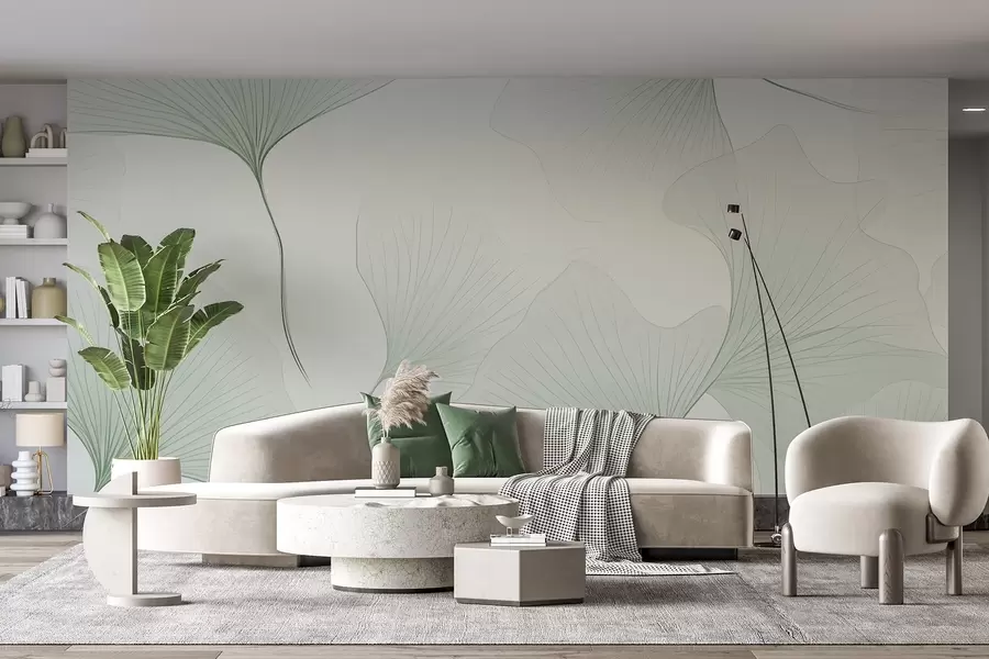 Wall Mural Photo Wallpaper Transparent ginkgo leaves w04433v2